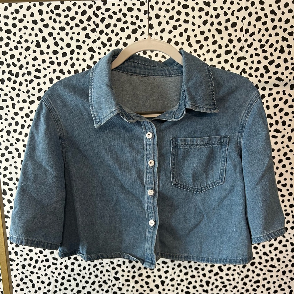 Blue Denim Cropped Shirt